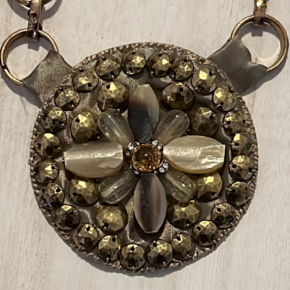 Chico’s Necklace fabric bead medallion boho chic - Picture 2 of 10